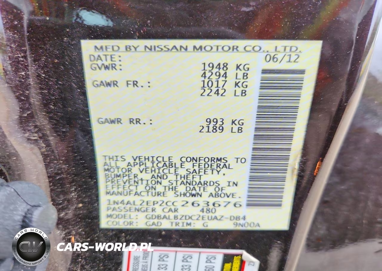 2012 Nissan Altima S VIN:1N4AL2EP2CC263676 - 12