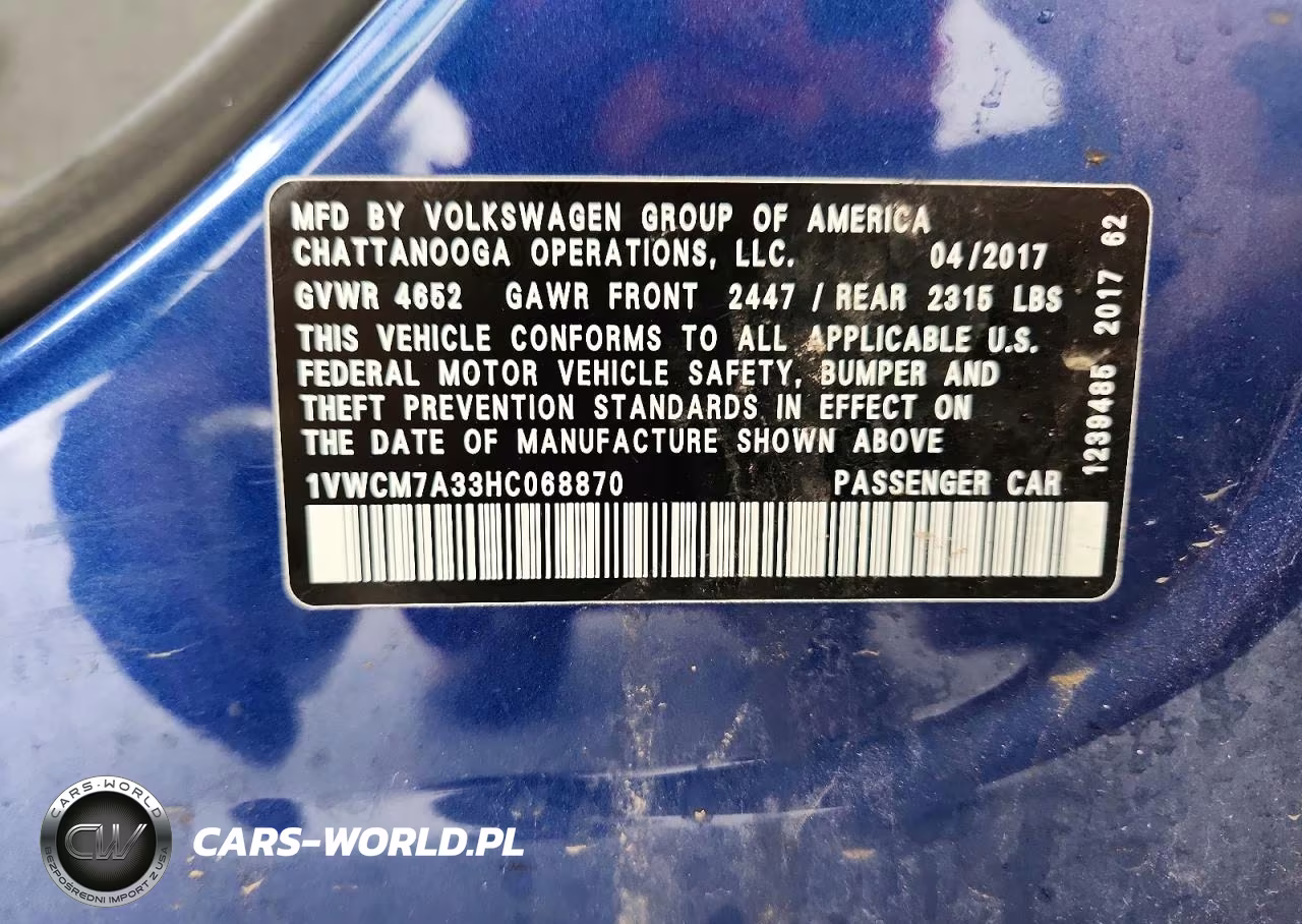 2017 Volkswagen Passat Sel Premium VIN:1VWCM7A33HC068870 - 12
