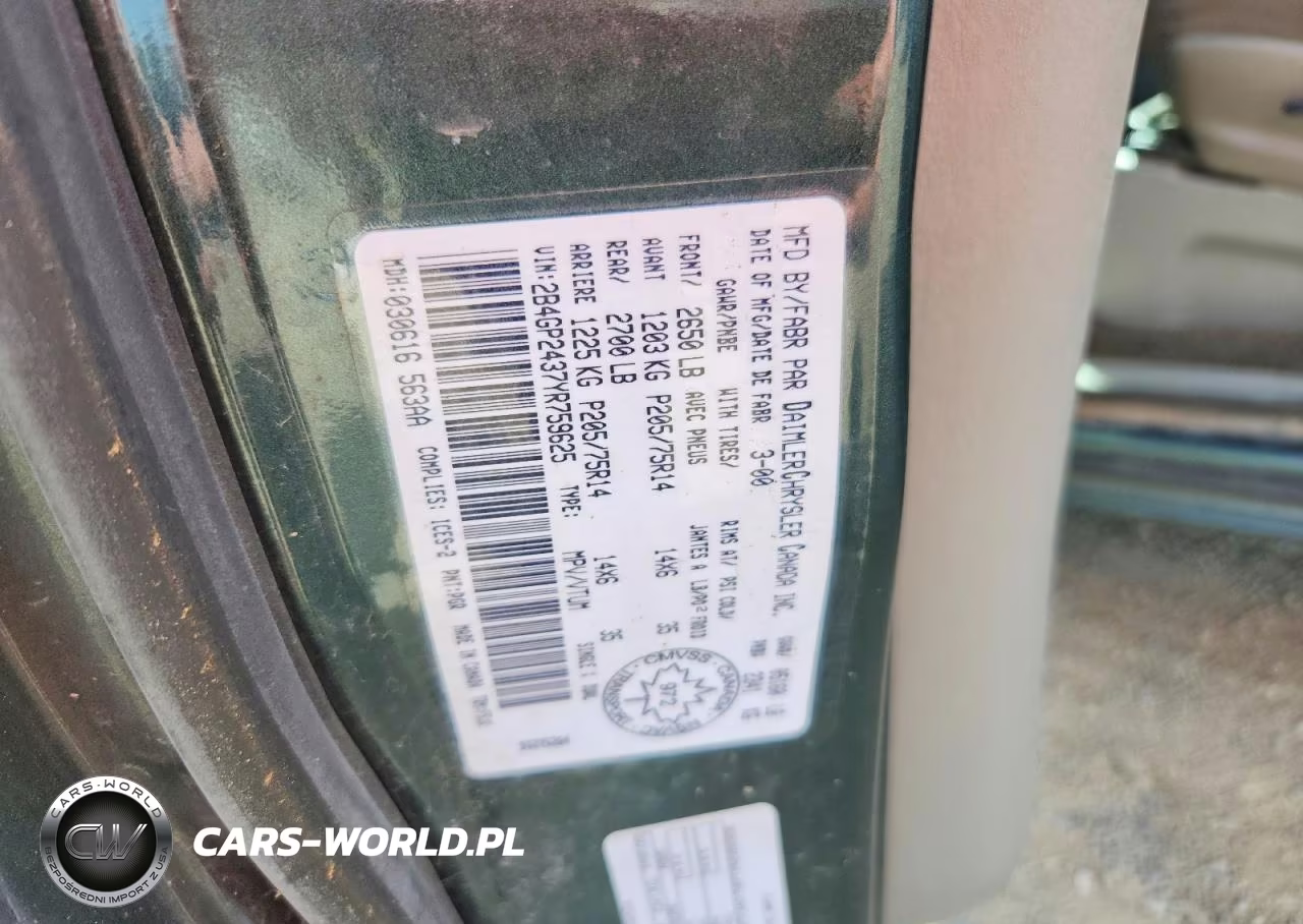 2000 Dodge Grand Caravan VIN:2B4GP2437YR759625 - 13