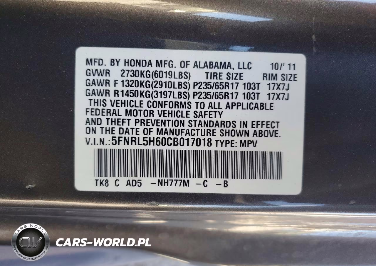 2012 Honda Odyssey Exl VIN:5FNRL5H60CB017018 - 13