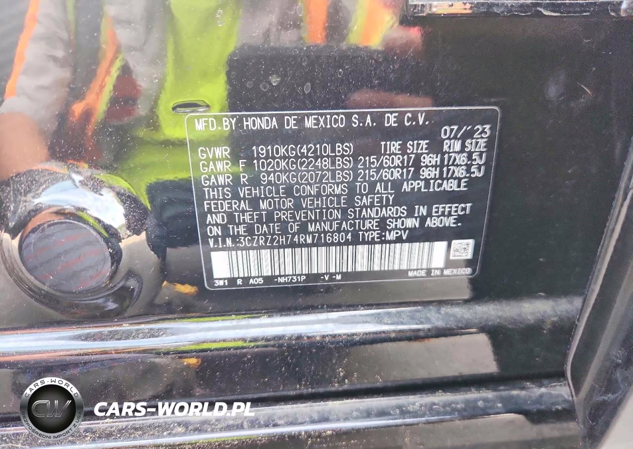 2024 Honda Hr-V Exl VIN:3CZRZ2H74RM716804 - 13
