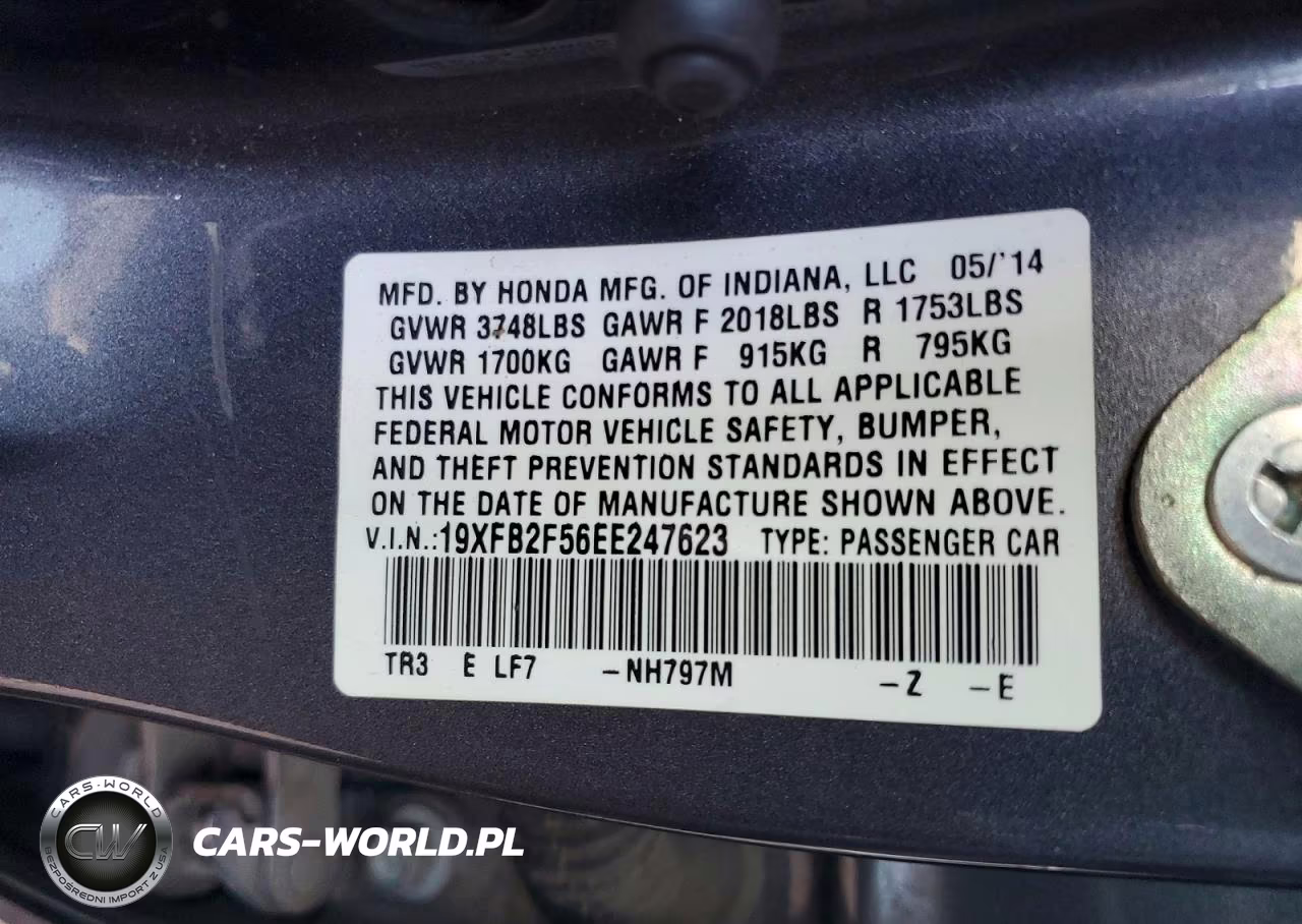 2014 Honda Civic Lx VIN:19XFB2F56EE247623 - 12