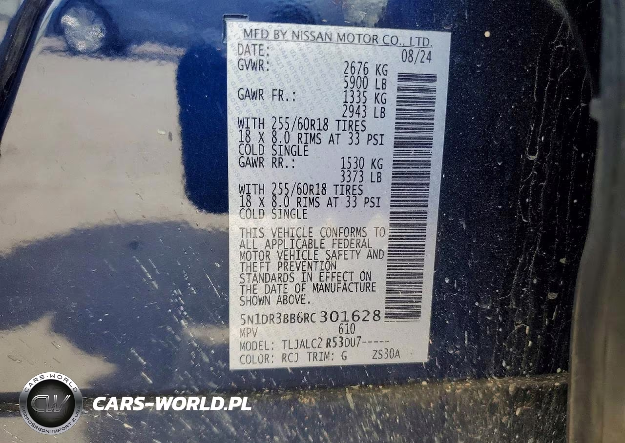 2024 Nissan Pathfinder Sv VIN:5N1DR3BB6RC301628 - 14