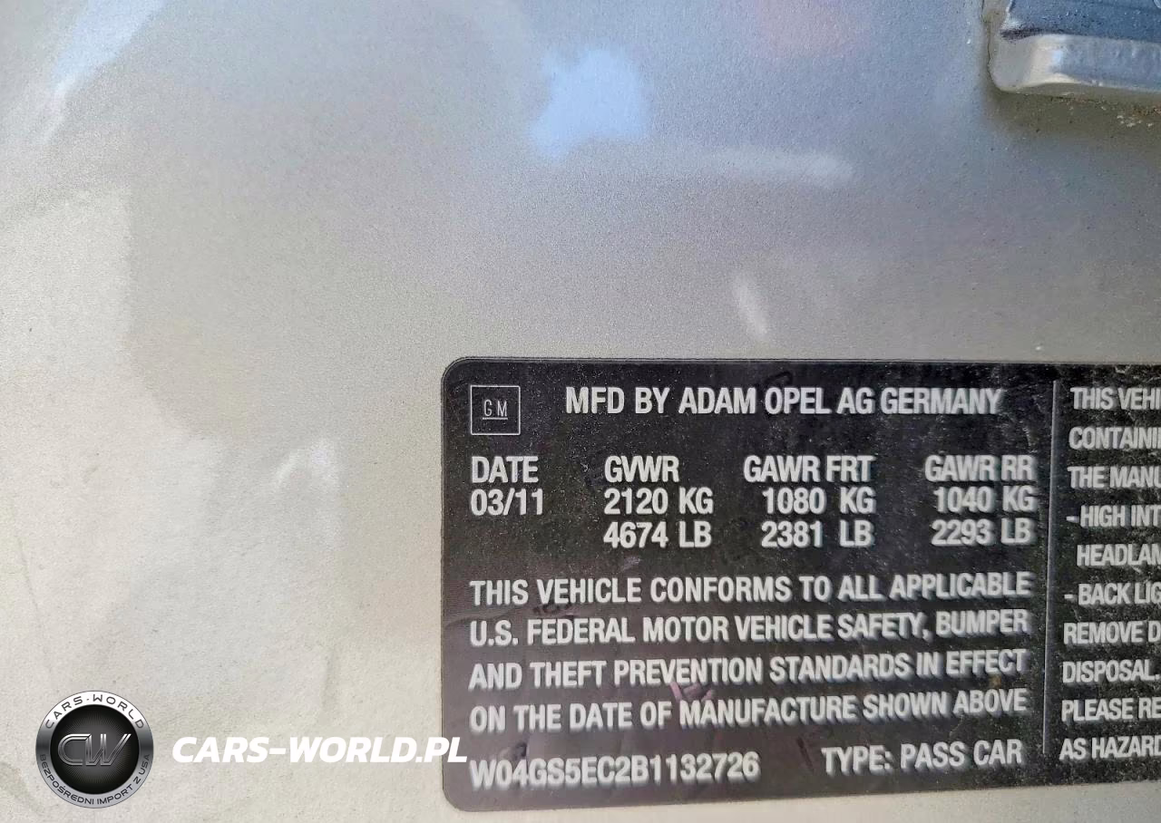 2011 Buick Regal Cxl VIN:W04GS5EC2B1132726 - 12
