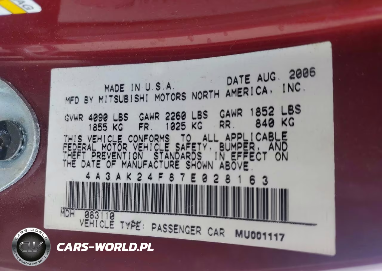 2007 Mitsubishi Eclipse Gs VIN:4A3AK24F87E028163 - 12
