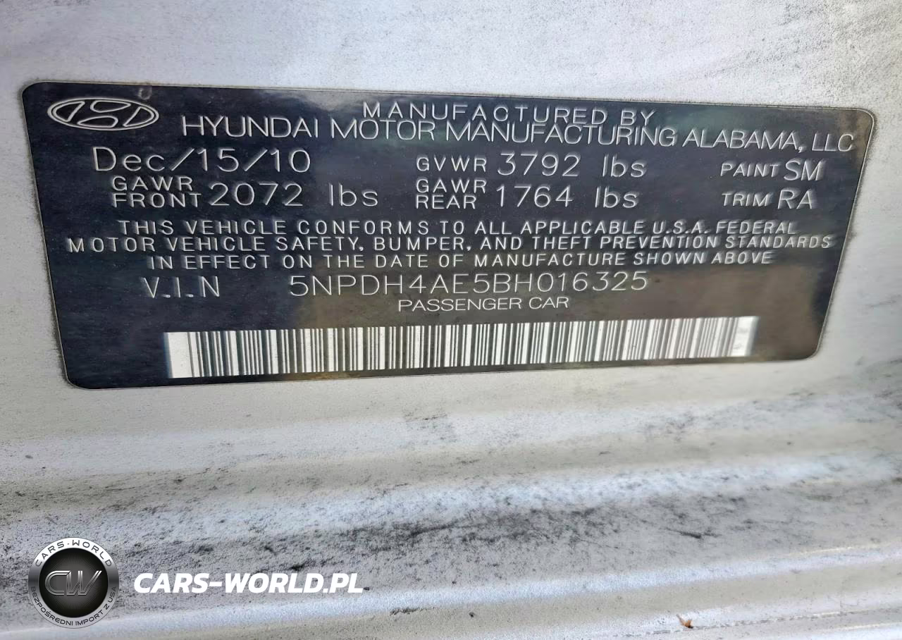 2011 Hyundai Elantra Limited VIN:5NPDH4AE5BH016325 - 12