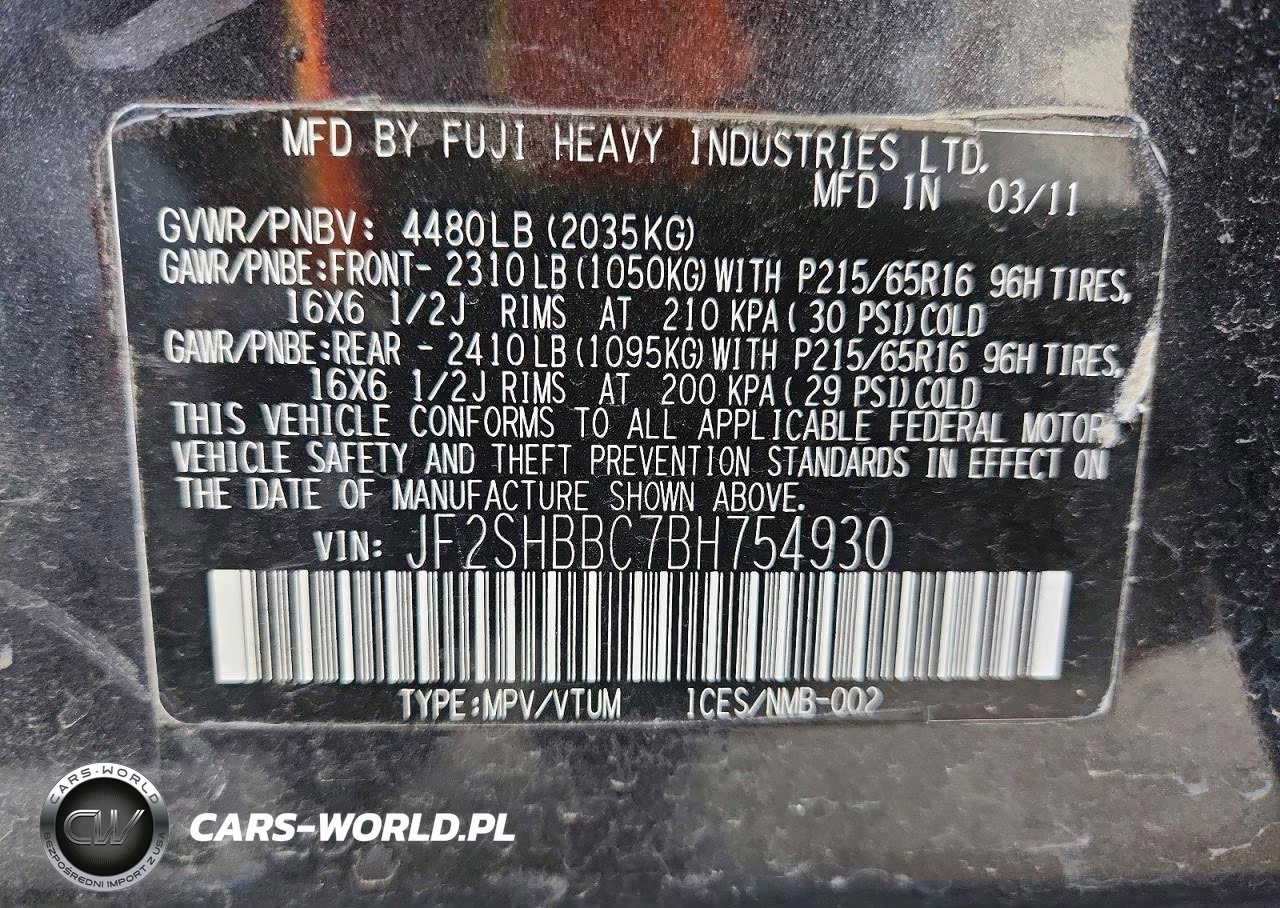 2011 Subaru Forester 2.5X VIN:JF2SHBBC7BH754930 - 13