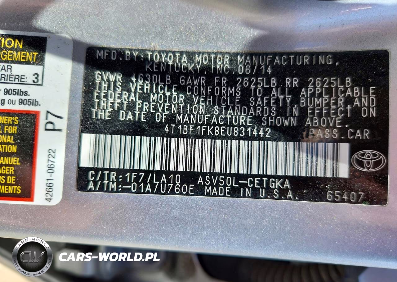 2014 Toyota Camry Xle VIN:4T1BF1FK8EU831442 - 12