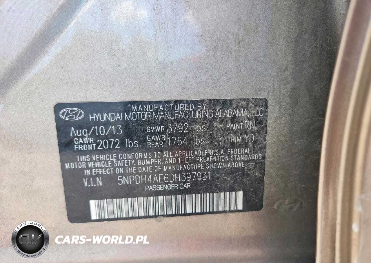 2013 Hyundai Elantra Gls VIN:5NPDH4AE6DH397931 - 12