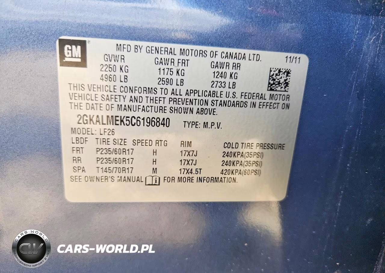 2012 GMC Terrain Sle VIN:2GKALMEK5C6196840 - 12