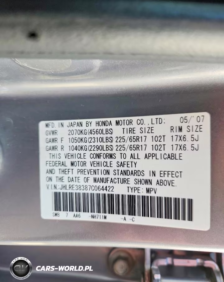 2007 Honda Cr-V Lx VIN:JHLRE38387C064422 - 13