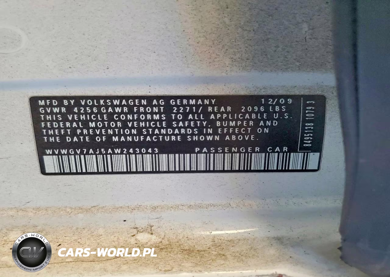2010 Volkswagen Gti VIN:WVWGV7AJ5AW243043 - 12