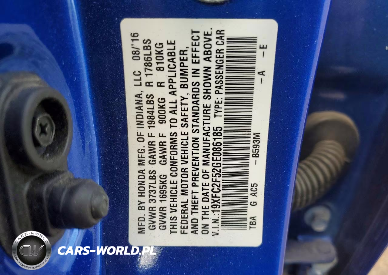 2016 Honda Civic Lx VIN:19XFC2F52GE086185 - 13