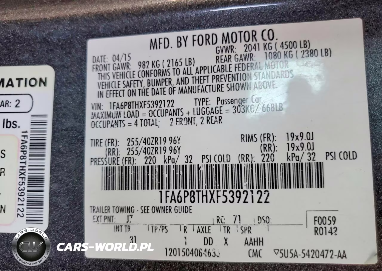2015 Ford Mustang VIN:1FA6P8THXF5392122 - 12
