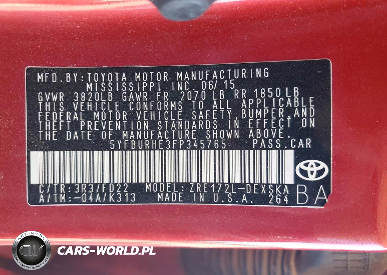 2015 Toyota Corolla S Plus VIN:5YFBURHE3FP345765 - 12