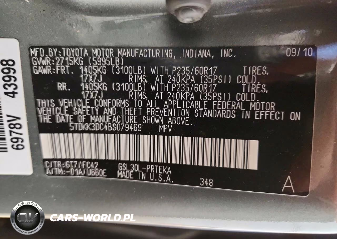 2011 Toyota Sienna Le VIN:5TDKK3DC4BS079469 - 13