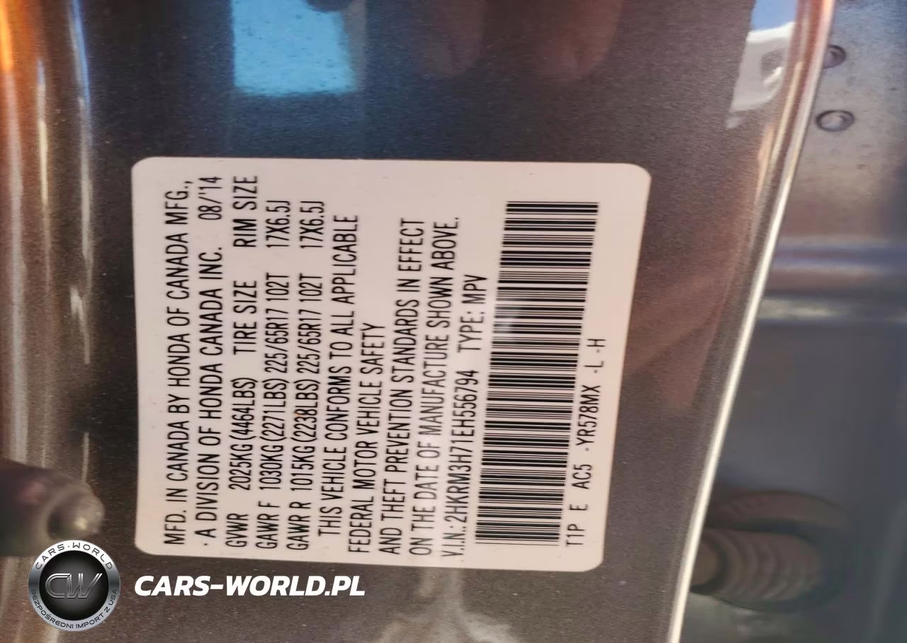 2014 Honda Cr-V Exl VIN:2HKRM3H71EH556794 - 13