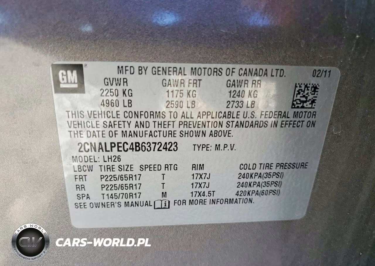 2011 Chevrolet Equinox Lt VIN:2CNALPEC4B6372423 - 12