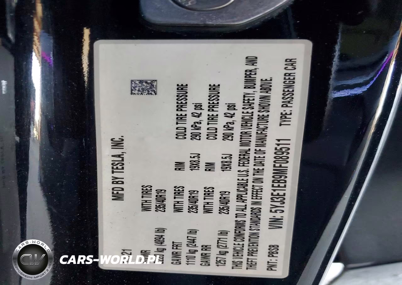 2021 Tesla Model 3 VIN:5YJ3E1EB9MF089511 - 12
