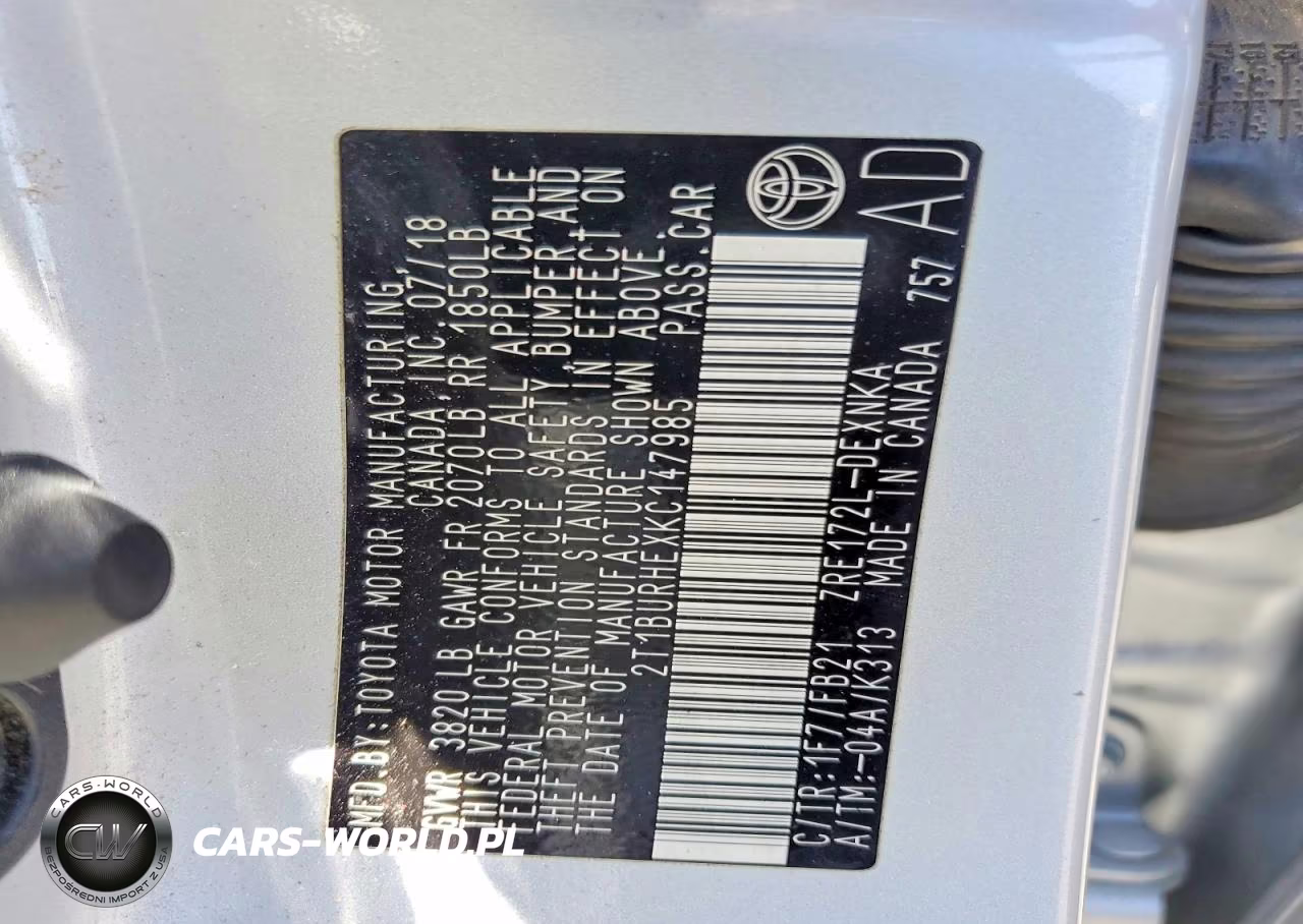 2019 Toyota Corolla Le VIN:2T1BURHEXKC147985 - 12