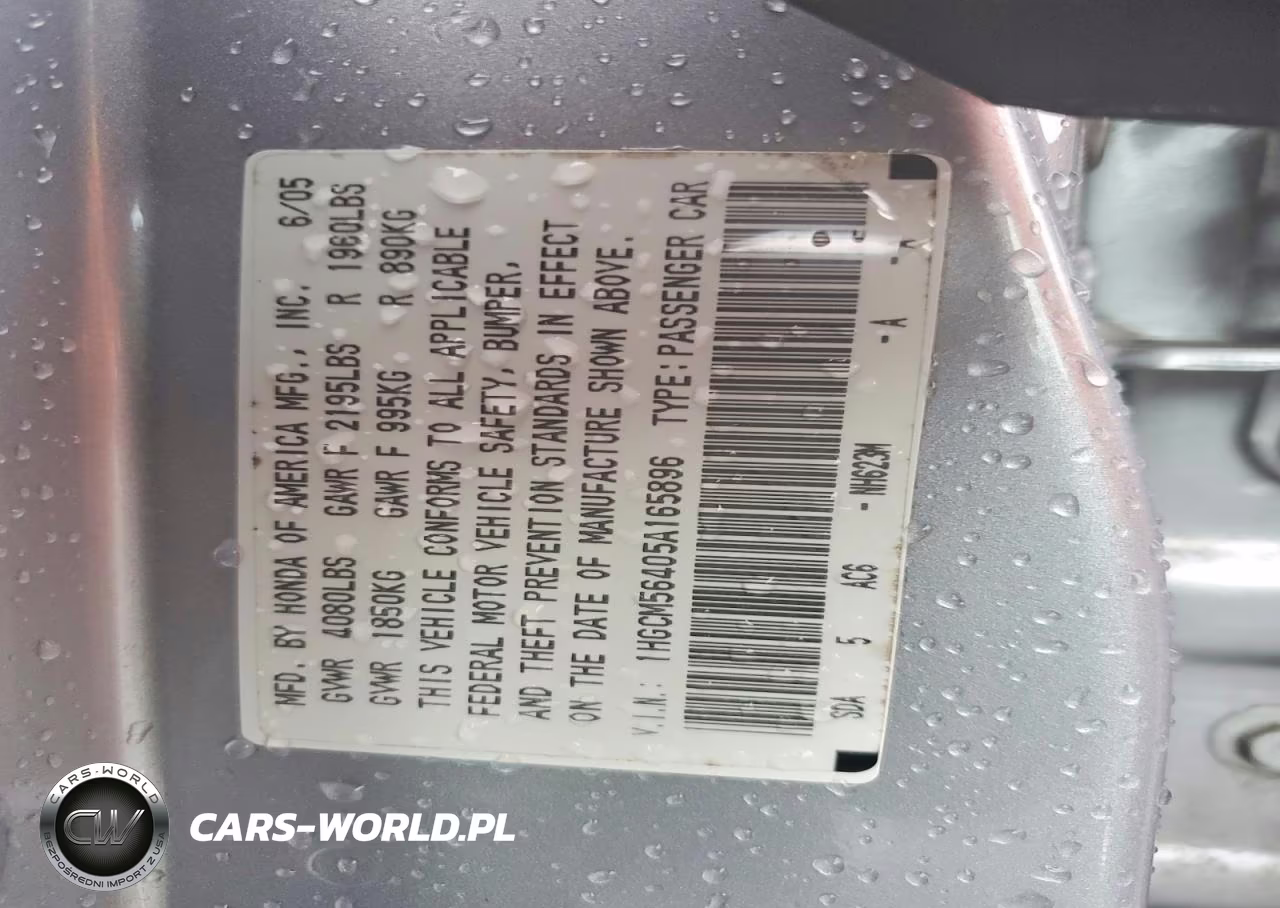 2005 Honda Accord Lx VIN:1HGCM56405A165896 - 13