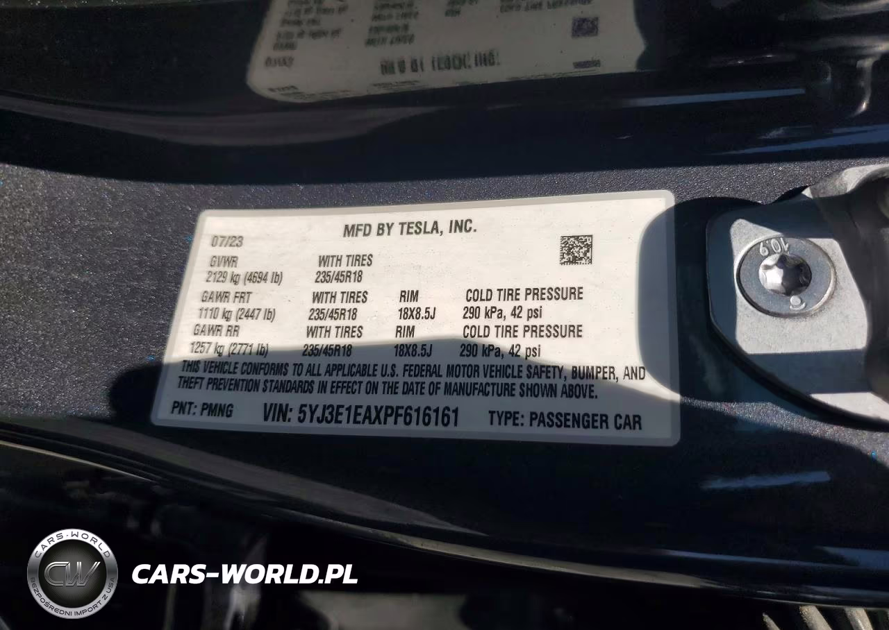 2023 Tesla Model 3 VIN:5YJ3E1EAXPF616161 - 12