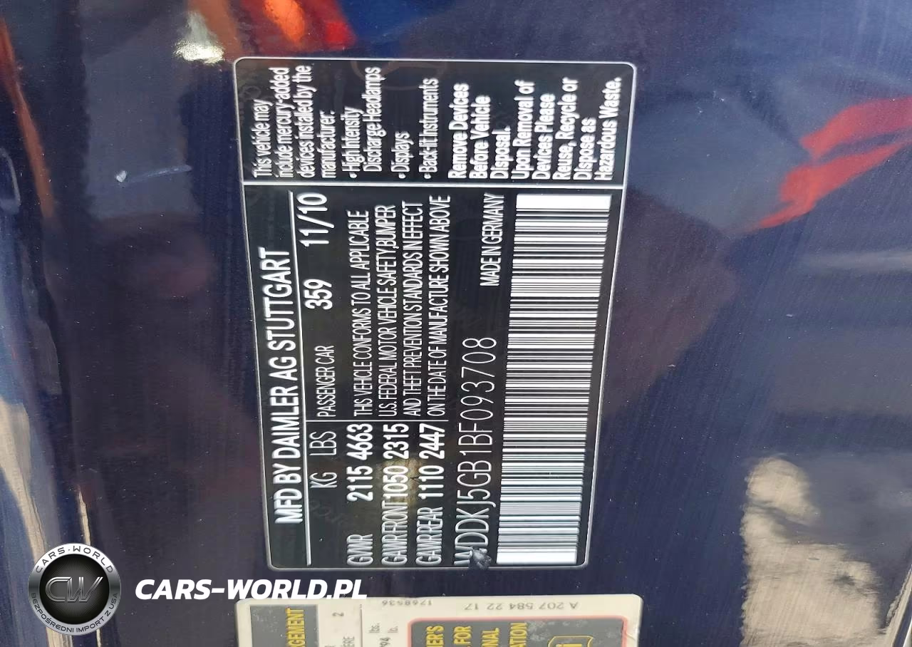 2011 Mercedes-Benz E 350 VIN:WDDKJ5GB1BF093708 - 12