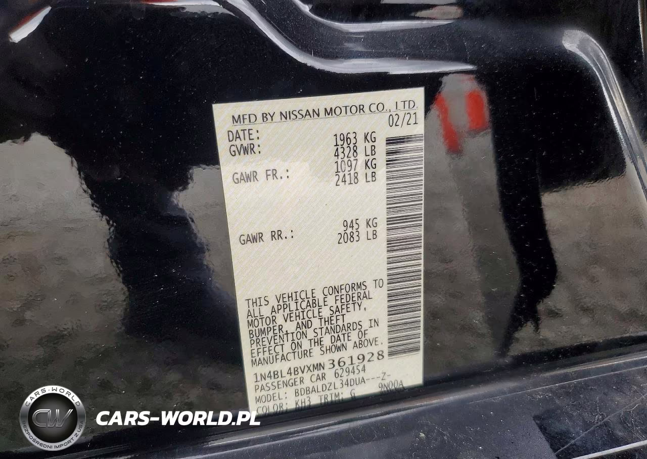 2021 Nissan Altima S VIN:1N4BL4BVXMN361928 - 12