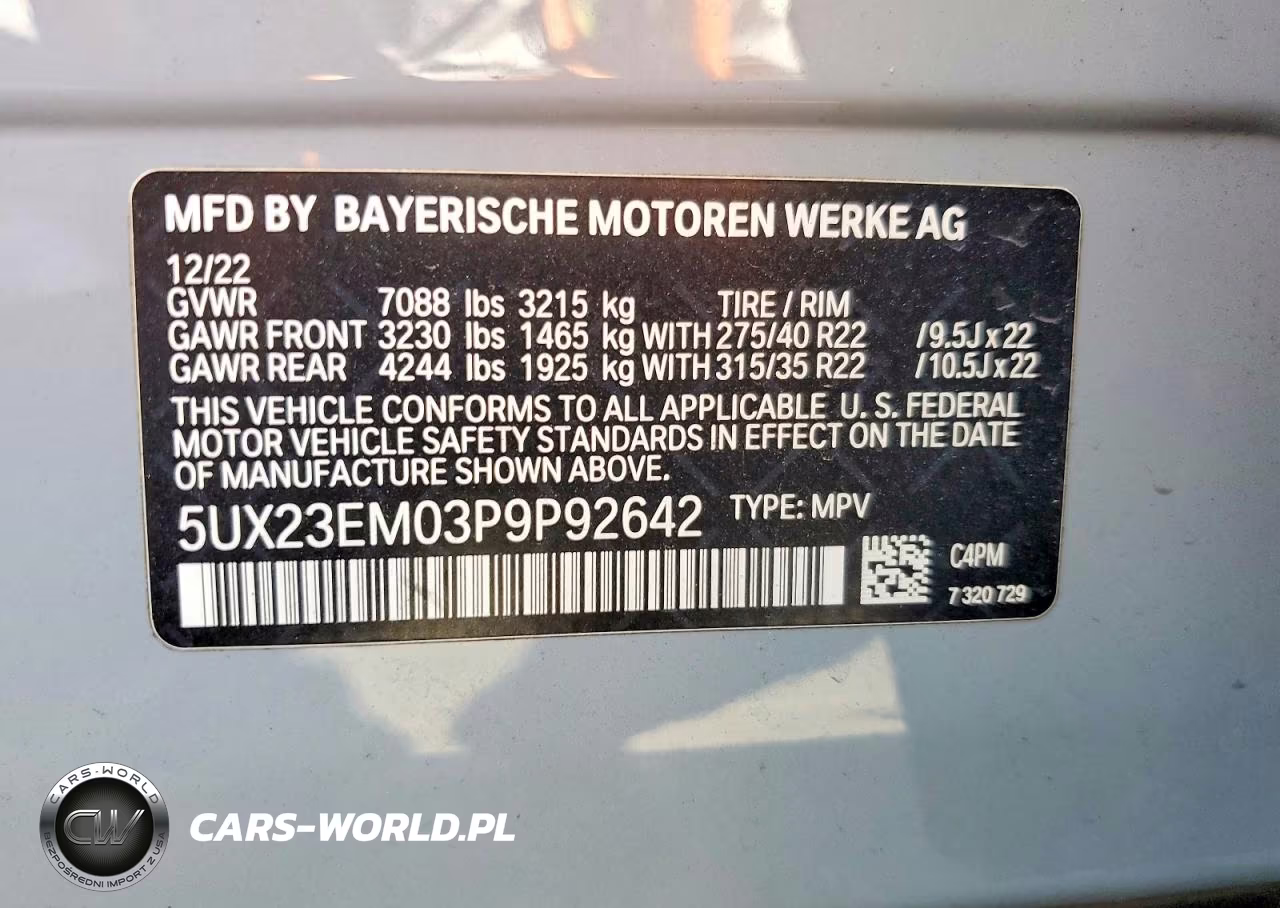 2023 BMW X7 xDrive40I VIN:5UX23EM03P9P92642 - 14