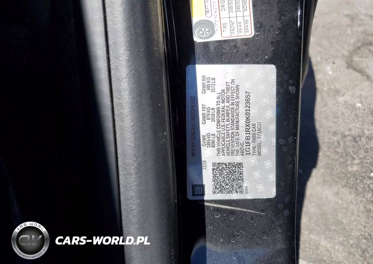 2019 Chevrolet Camaro Ls VIN:1G1FB1RX0K0123657 - 12
