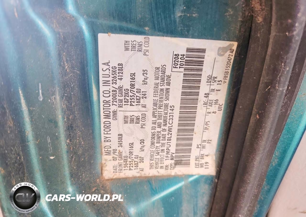 1998 Ford Expedition VIN:1FMPU18L2WLC33145 - 13