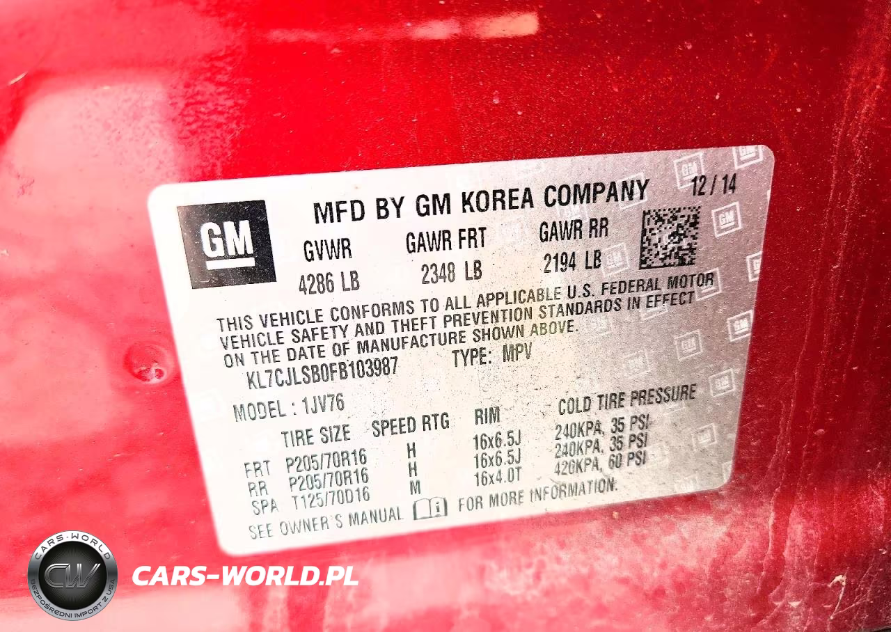 2015 Chevrolet Trax 1Lt VIN:KL7CJLSB0FB103987 - 12