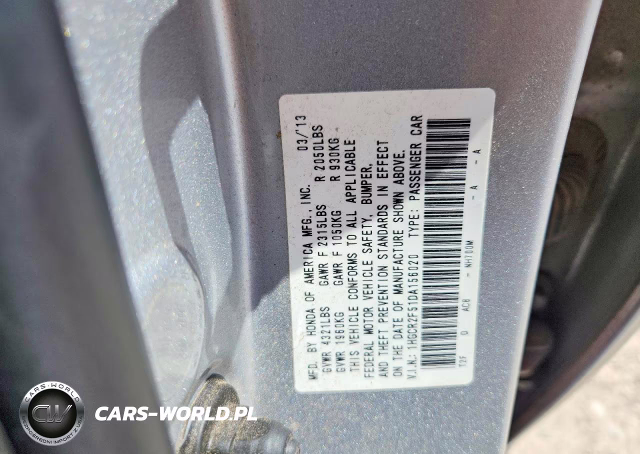 2013 Honda Accord Sport VIN:1HGCR2F51DA156020 - 13