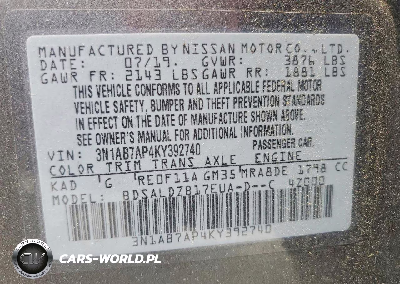 2019 Nissan Sentra Sv VIN:3N1AB7AP4KY392740 - 12