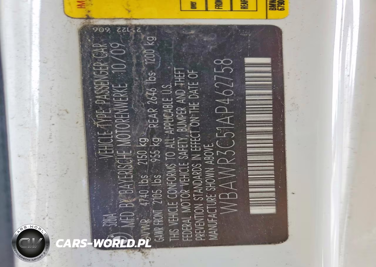 2010 BMW 328 I Sulev VIN:WBAWR3C51AP462758 - 12