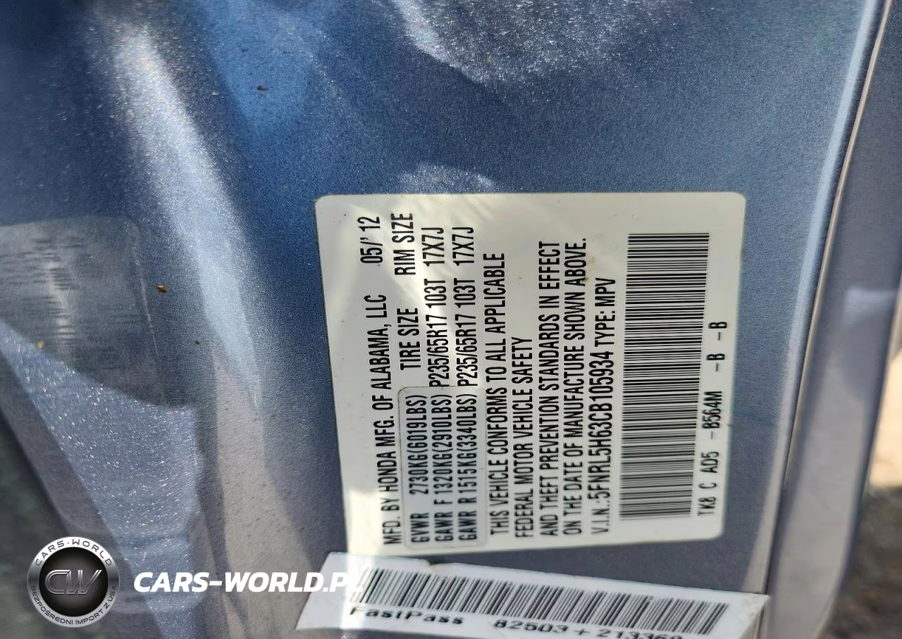 2012 Honda Odyssey Exl VIN:5FNRL5H63CB105934 - 13