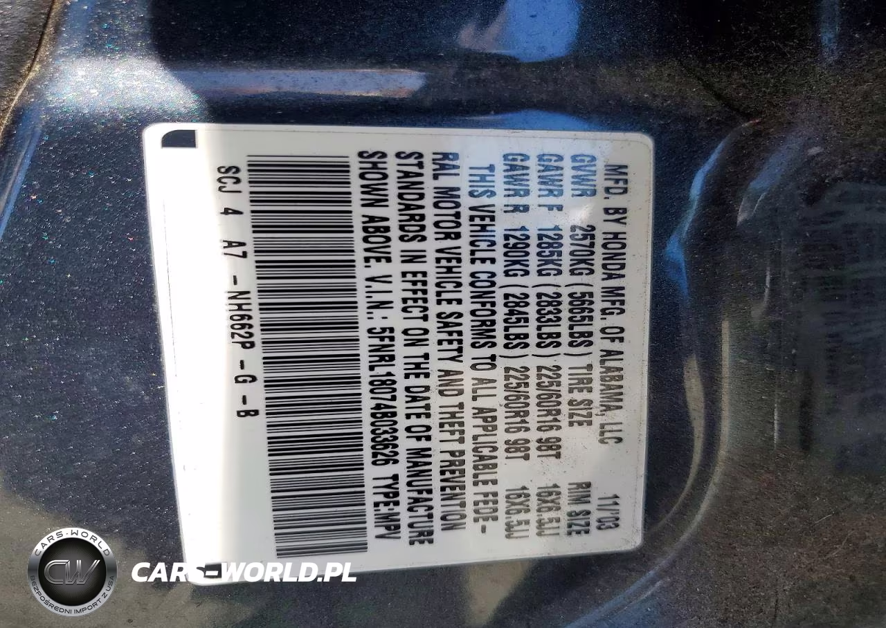 2004 Honda Odyssey Exl VIN:5FNRL18074B033626 - 13