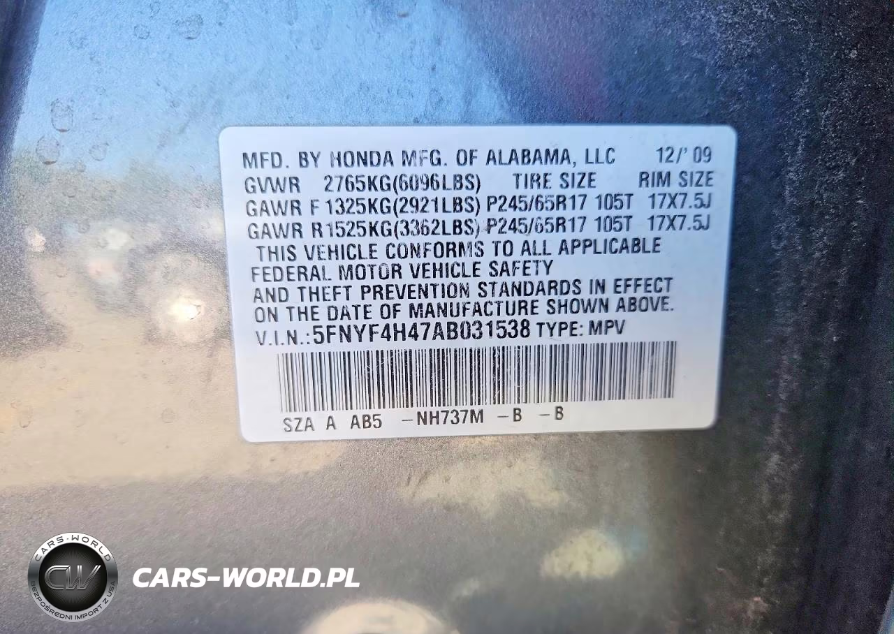 2010 Honda Pilot Ex VIN:5FNYF4H47AB031538 - 13