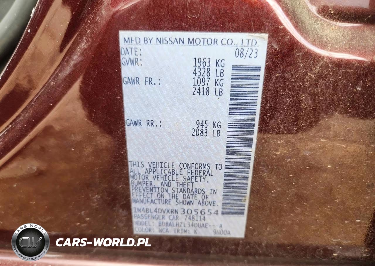 2024 Nissan Altima Sv VIN:1N4BL4DVXRN305654 - 13