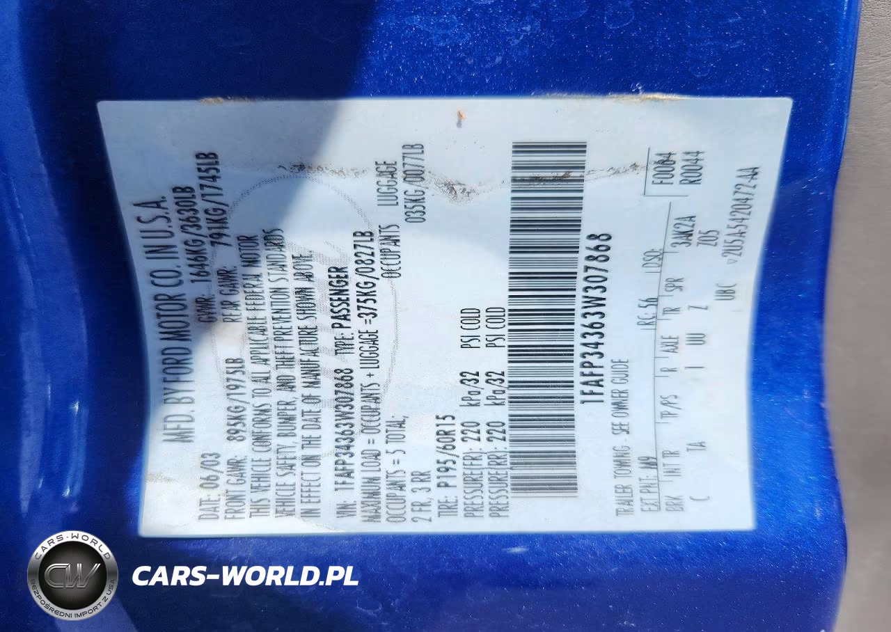 2003 Ford Focus Se Comfort VIN:1FAFP34363W307868 - 12