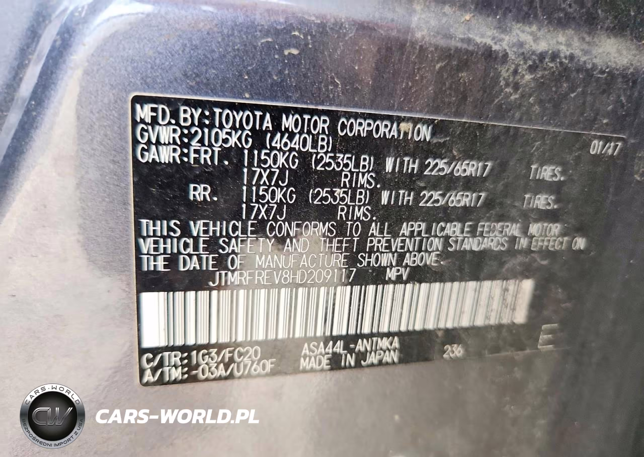2017 Toyota Rav4 Xle VIN:JTMRFREV8HD209117 - 13