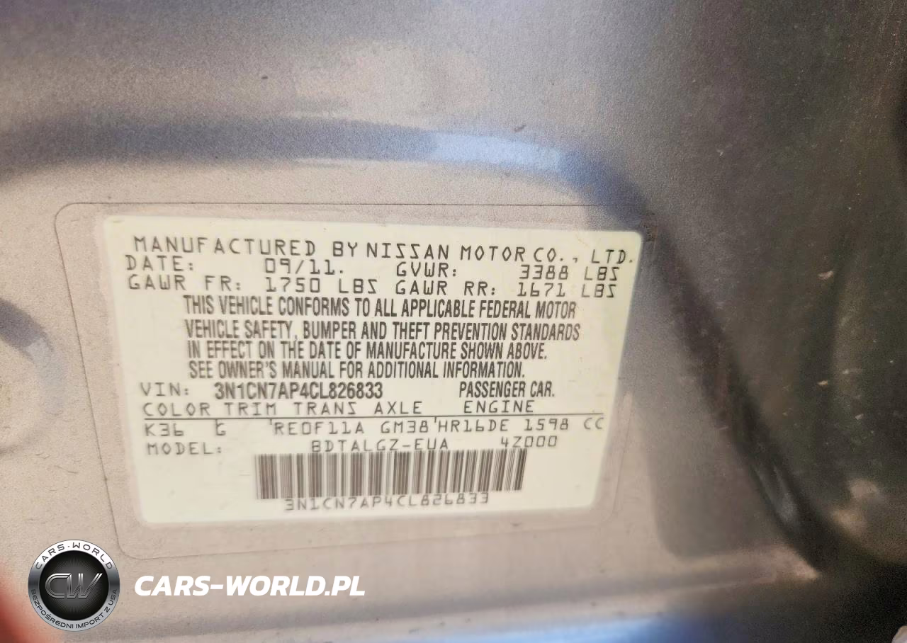 2012 Nissan Versa 1.6 S VIN:3N1CN7AP4CL826833 - 13