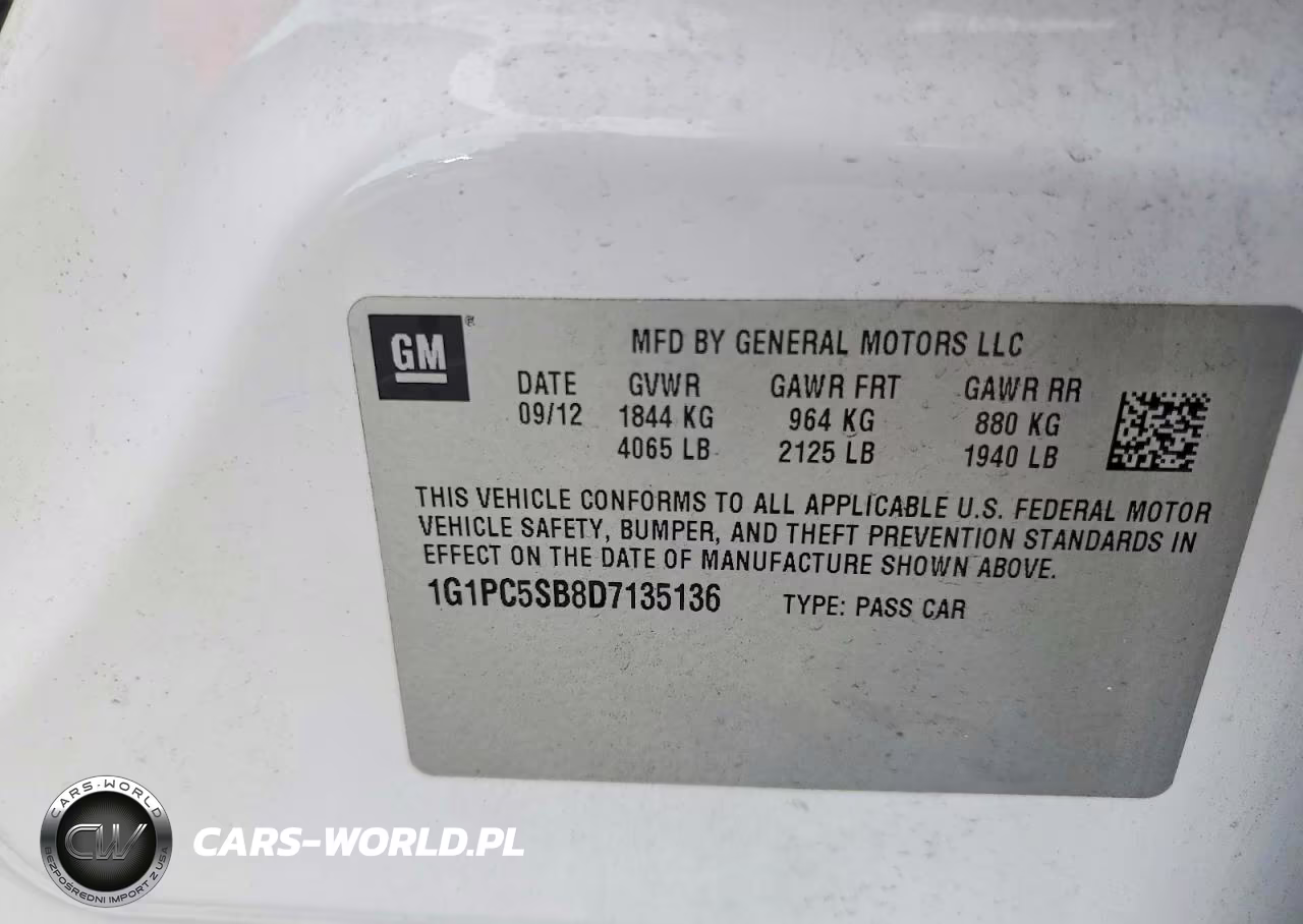 2013 Chevrolet Cruze Lt VIN:1G1PC5SB8D7135136 - 13