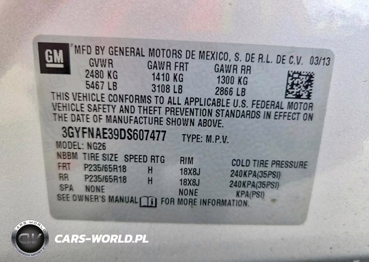 2013 Cadillac Srx VIN:3GYFNAE39DS607477 - 13
