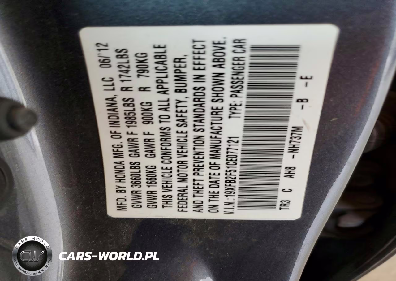 2012 Honda Civic Lx VIN:19XFB2F51CE077121 - 12