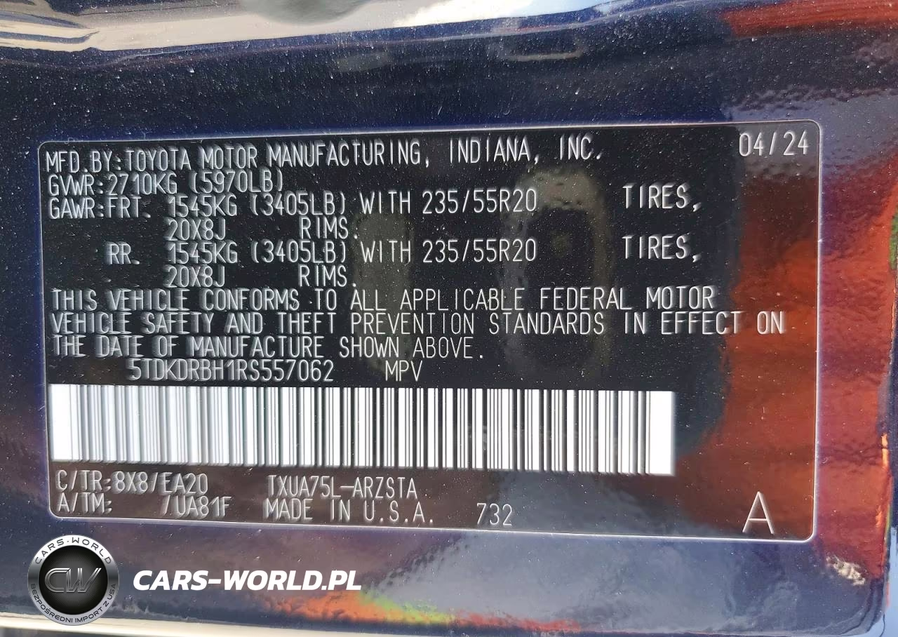 2024 Toyota Highlander Xse VIN:5TDKDRBH1RS557062 - 14