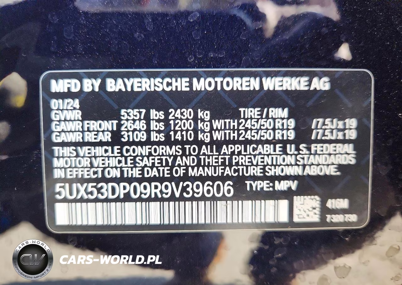 2024 BMW X3 xDrive30I VIN:5UX53DP09R9V39606 - 13