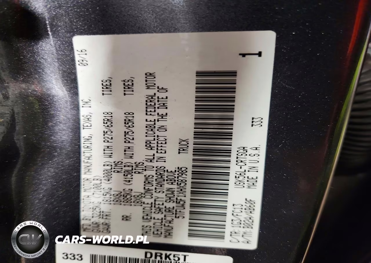 2017 Toyota Tundra Sr5 VIN:5TFUW5F1XHX587985 - 13