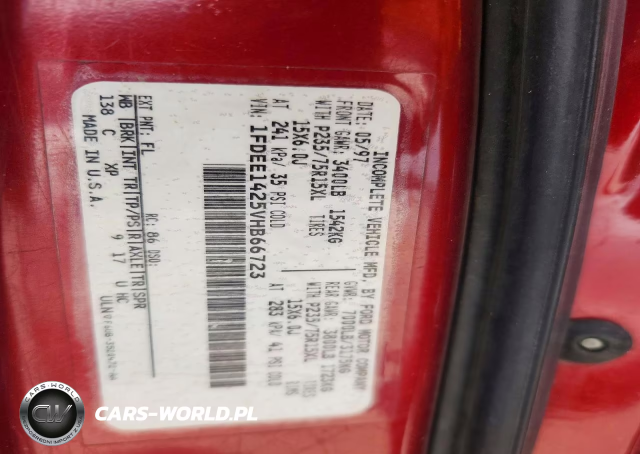 1997 Ford Econoline E150 Van VIN:1FDEE1425VHB66723 - 13