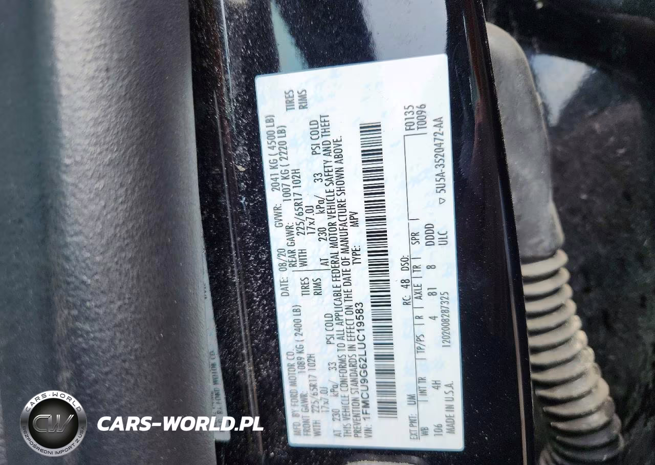 2020 Ford Escape Se VIN:1FMCU9G62LUC19583 - 13